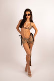 TORTOISE SHELL BIKINI SET & DRAPED SARONG