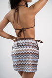 CHOCOLATE GOLD DETAIL BIKINI & ZIGZAG SPARKLE SARONG