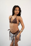 CHOCOLATE GOLD DETAIL BIKINI & ZIGZAG SPARKLE SARONG