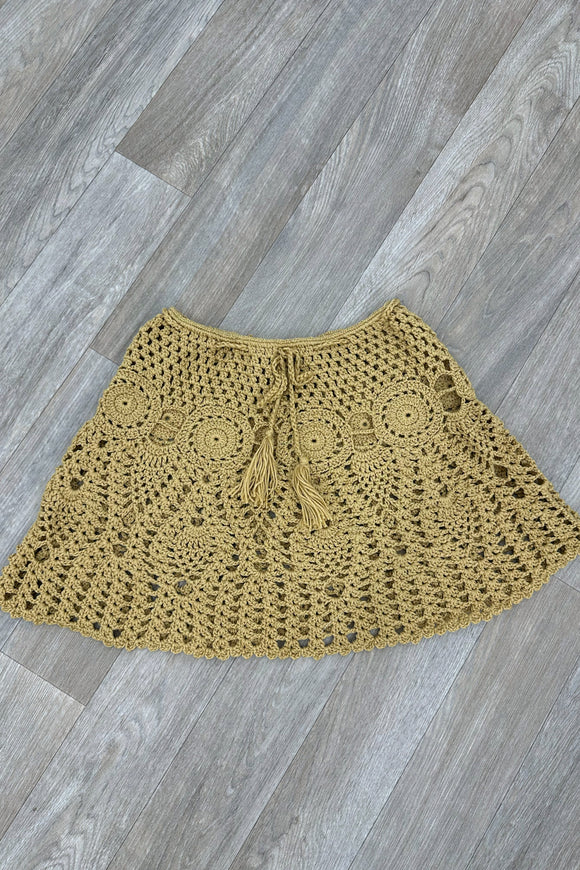 CROCHET MINI SKIRT - NUDE ONE SIZE