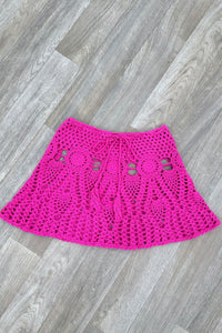CROCHET MINI SKIRT - PINK ONE SIZE