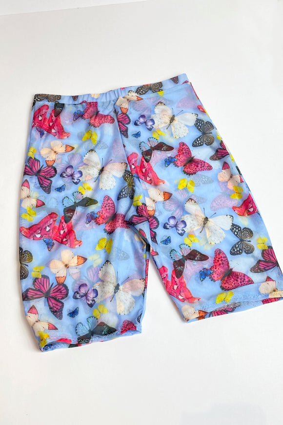 BLUE BUTTERFLY MESH CYCLE SHORTS SIZE 8