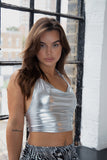 SILVER COWL CROP TOP SIZE 6